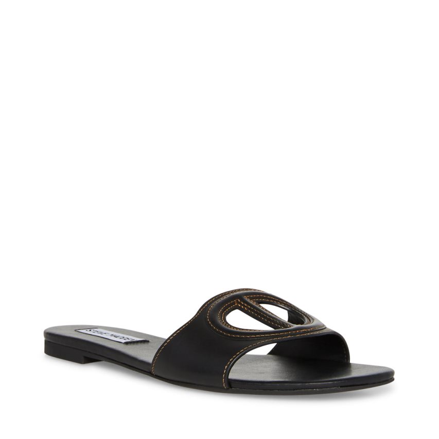 Sandalias de Diapositivas Steve Madden Kylah Cuero Mujer Negras | ES YD46S1